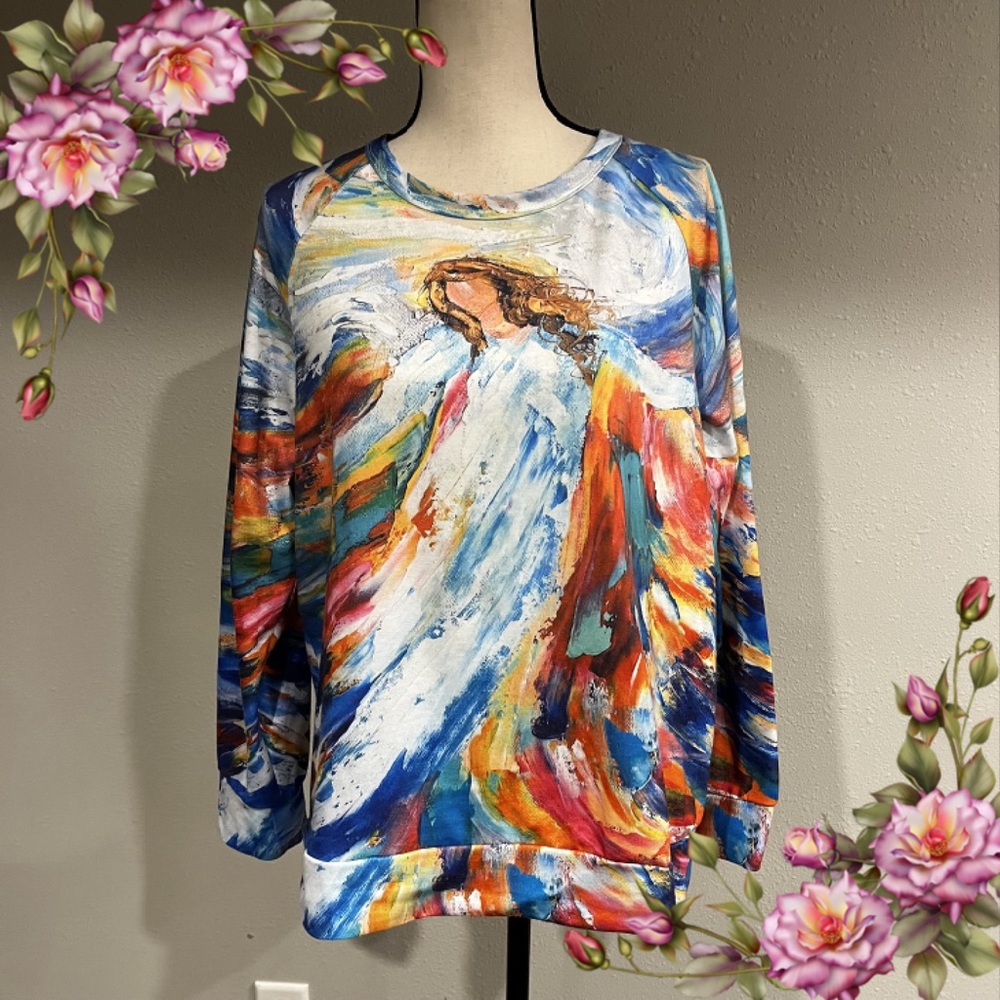 Angel acrylic painting sweatshirt